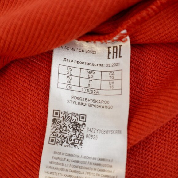 Guess XL Orange Scoop Neck Button Ribbed Polyester Rayon Sweater Long Sleeve - Picture 9 of 9